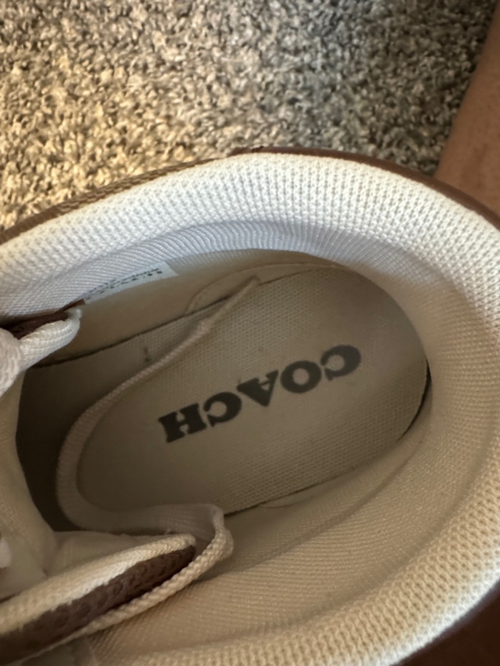 Coach Brown & Cream Signature High-Top Sneakers - Picture 6 of 7